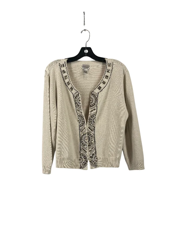 Sweater Cardigan By Chicos In Tan, Size: 2