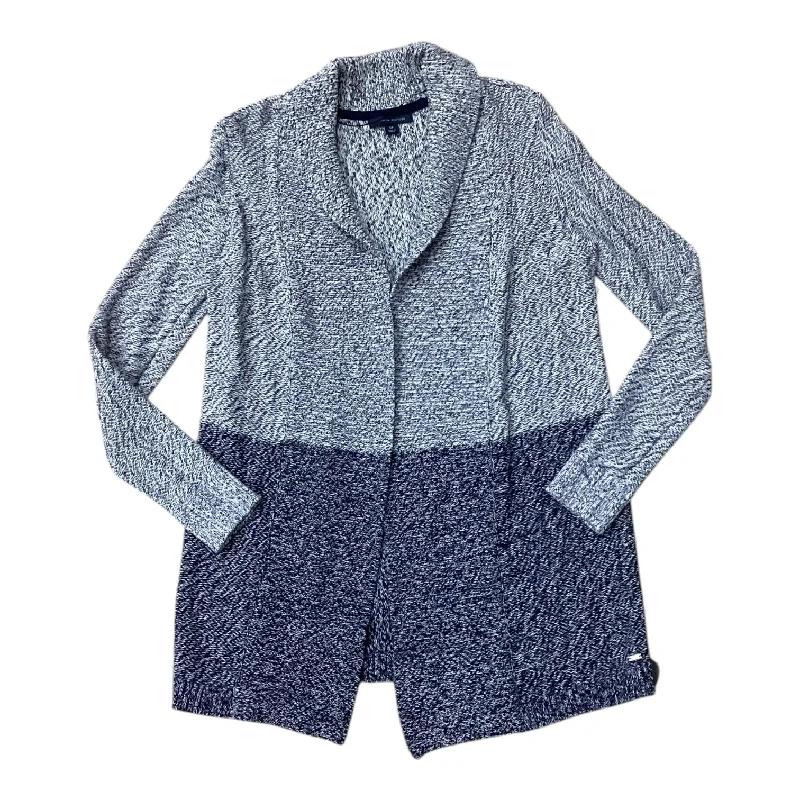 Sweater Cardigan By Tommy Hilfiger In Blue & White, Size: S