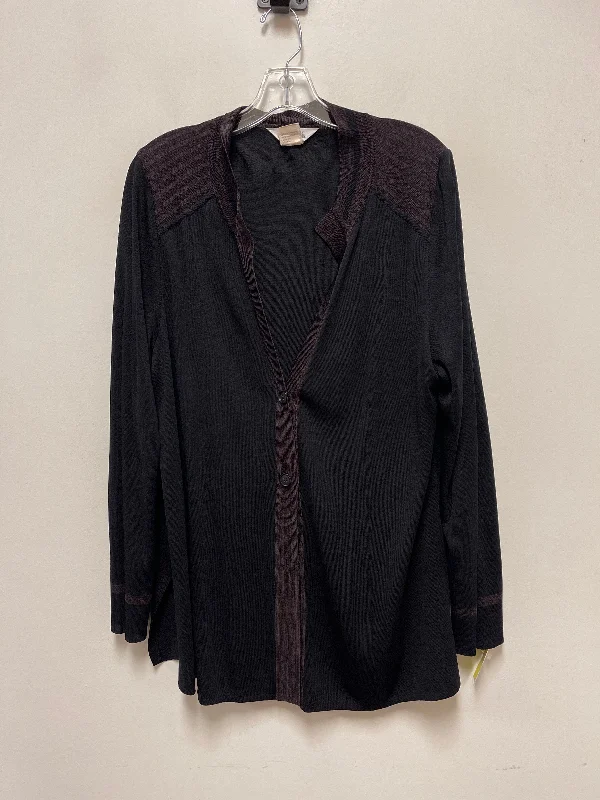 Cardigan By Misook In Black & Brown, Size: L