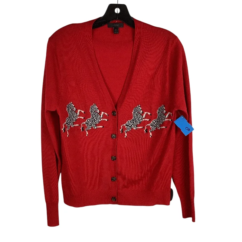 Sweater Cardigan By J. Crew In Red, Size: M