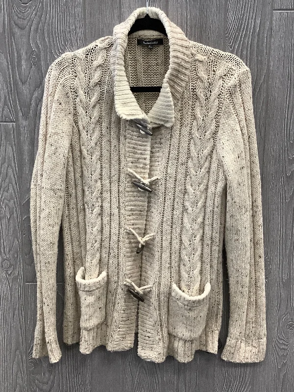 Sweater Cardigan By Relativity In Beige, Size: Xl