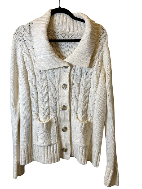 Sweater Cardigan By St Johns Bay In Cream, Size: Xl