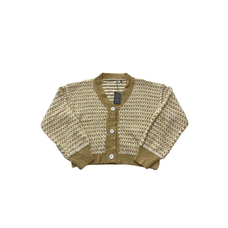 Sweater Cardigan By Cmc In Tan & White, Size: S