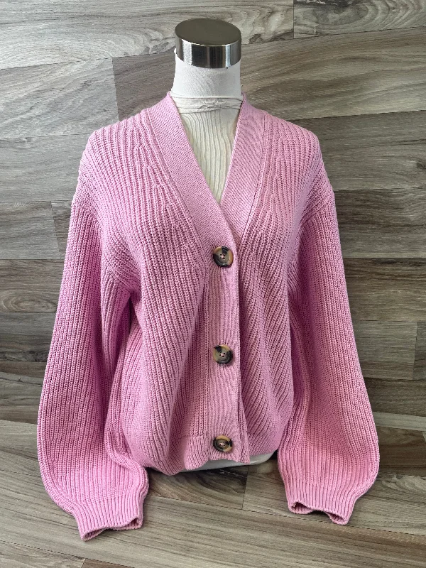 Sweater Cardigan By H&m In Pink, Size: S