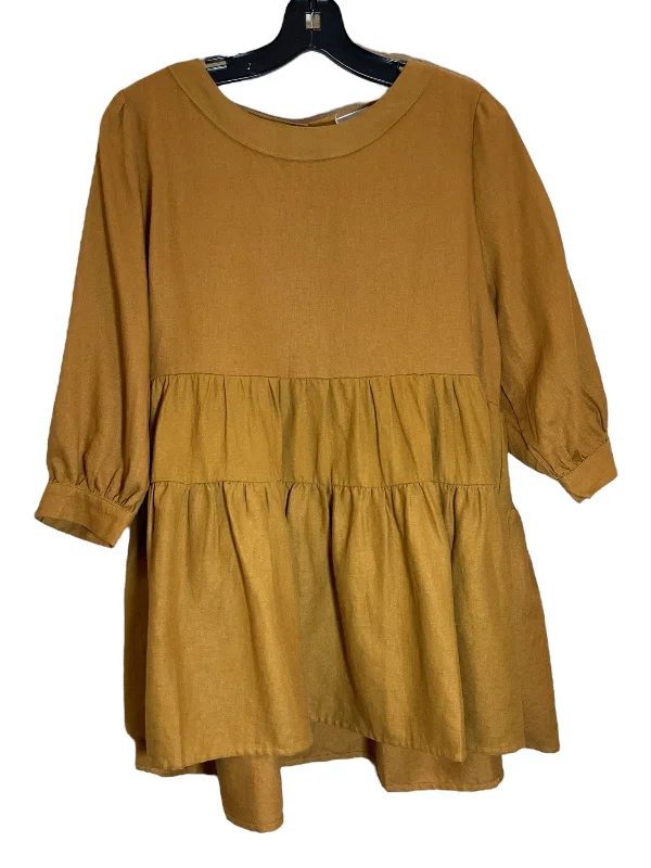 Top 3/4 Sleeve By Clothes Mentor In Gold, Size: L