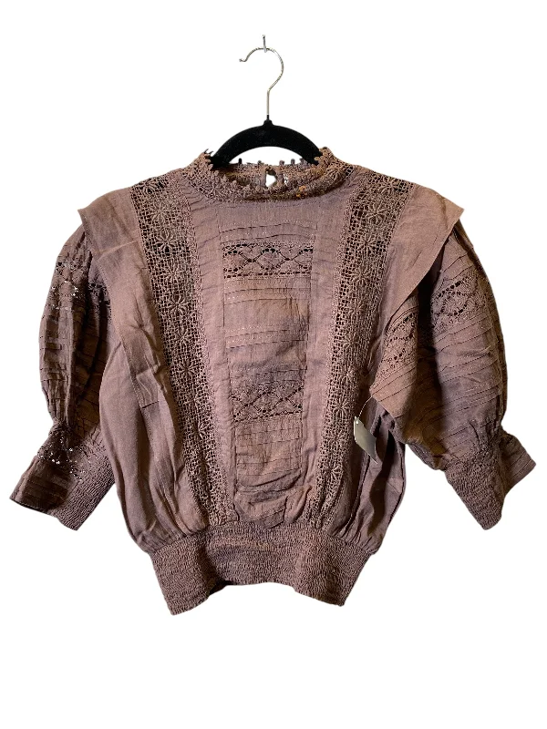 Top 3/4 Sleeve By Free People In Brown, Size: S