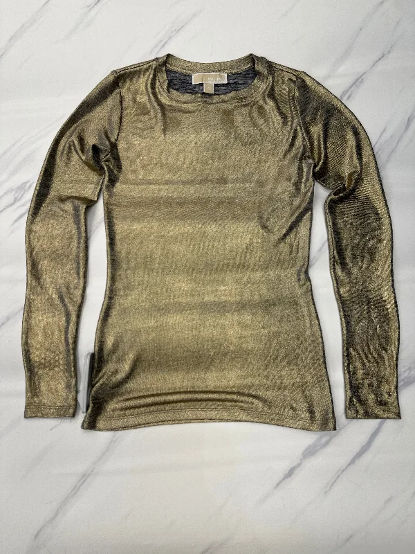 Top Long Sleeve Basic By Michael By Michael Kors In Gold, Size: Xxs