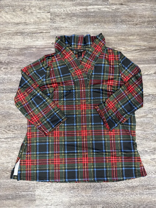 Top Long Sleeve By Ali Miles In Plaid Pattern, Size: L