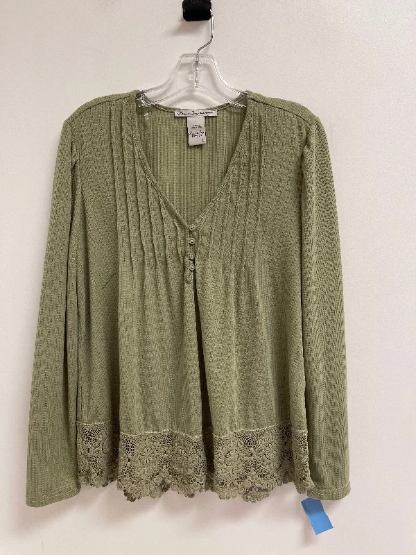 Top Long Sleeve By America Rag In Green, Size: L