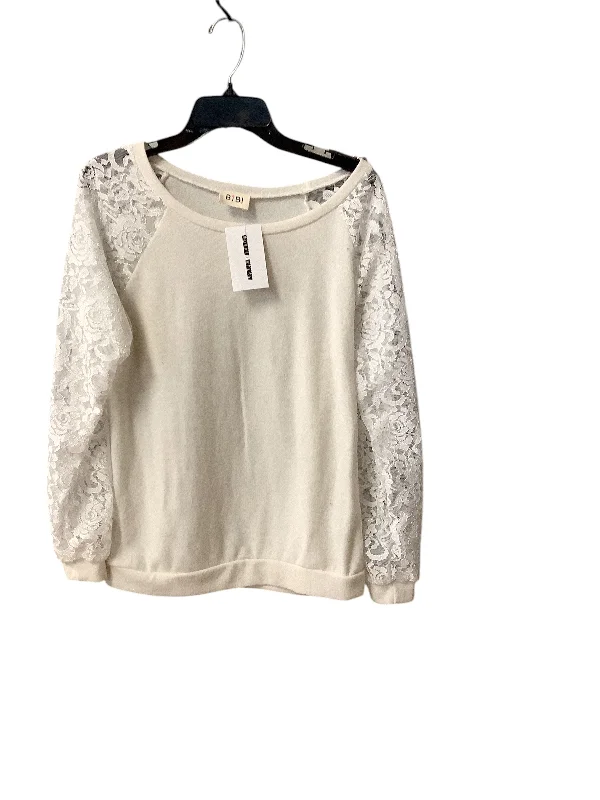 Top Long Sleeve By Bibi In Cream, Size: S