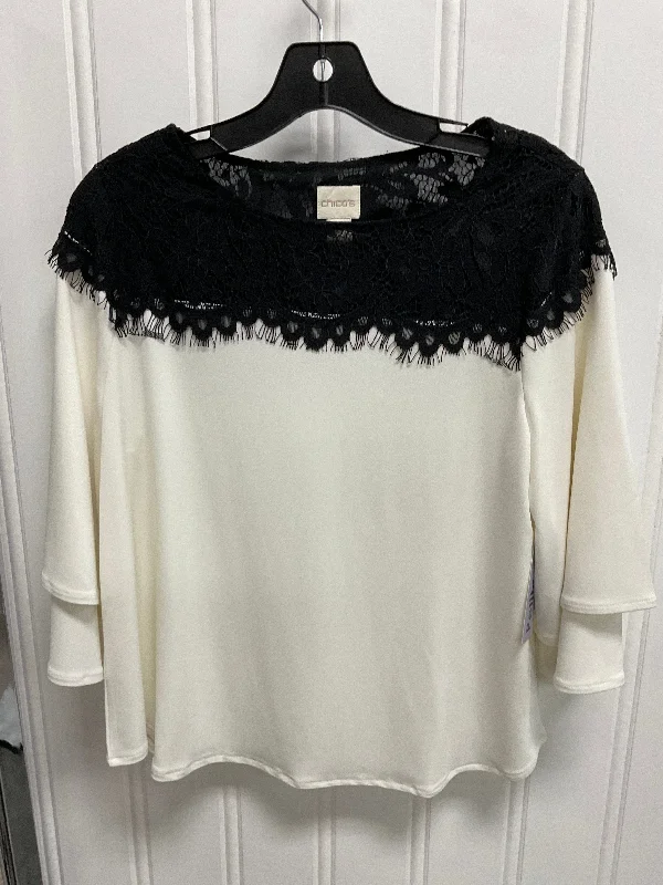 Top Long Sleeve By Chicos In Black & White, Size: Mp