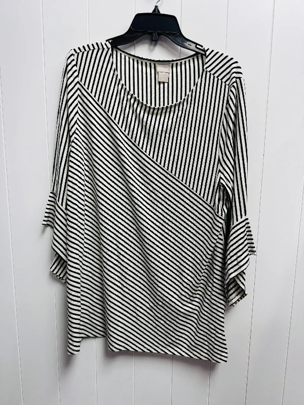 Top Long Sleeve By Chicos In Black & White, Size: Xl