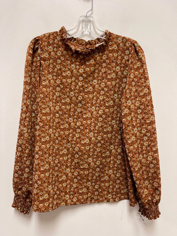 Top Long Sleeve By Clothes Mentor In Brown, Size: L