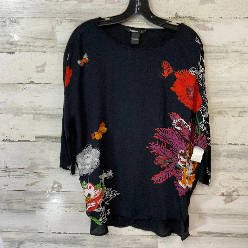 Top Long Sleeve By Desigual In Black, Size: S