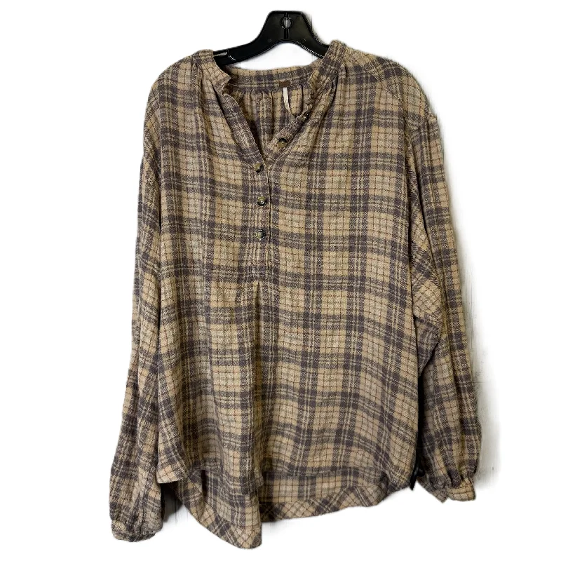 Top Long Sleeve By Free People In Plaid Pattern, Size: S