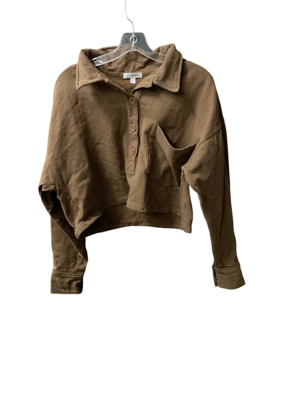 Top Long Sleeve By Good American In Brown, Size: M