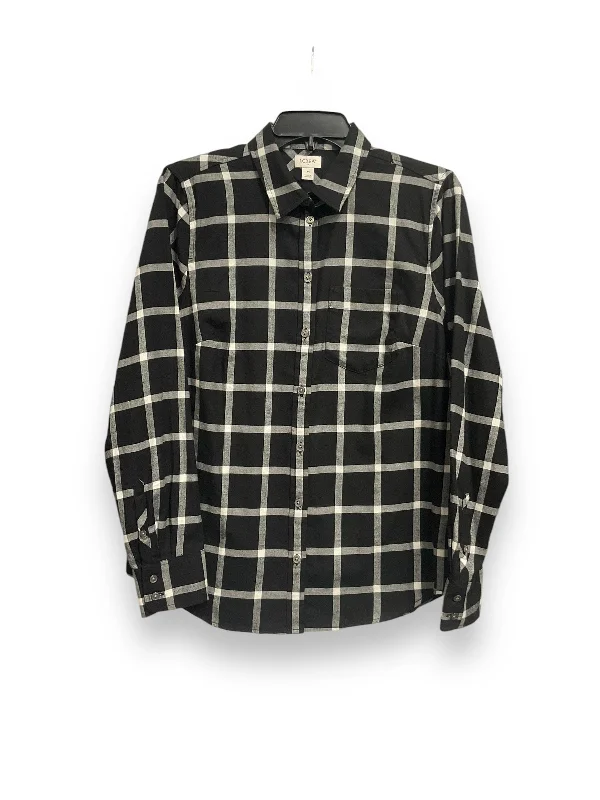 Top Long Sleeve By J. Crew In Plaid Pattern, Size: M