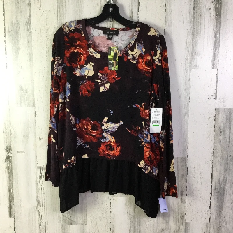 Top Long Sleeve By Karen Kane In Floral Print, Size: L