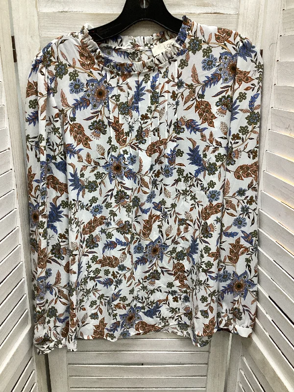 Top Long Sleeve By Loft In Floral Print, Size: S