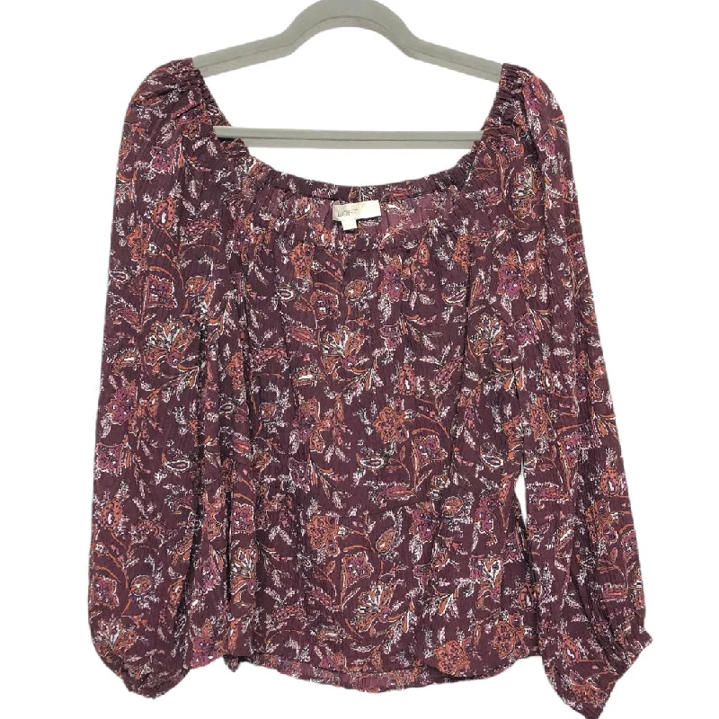 Top Long Sleeve By Loft In Maroon, Size: M