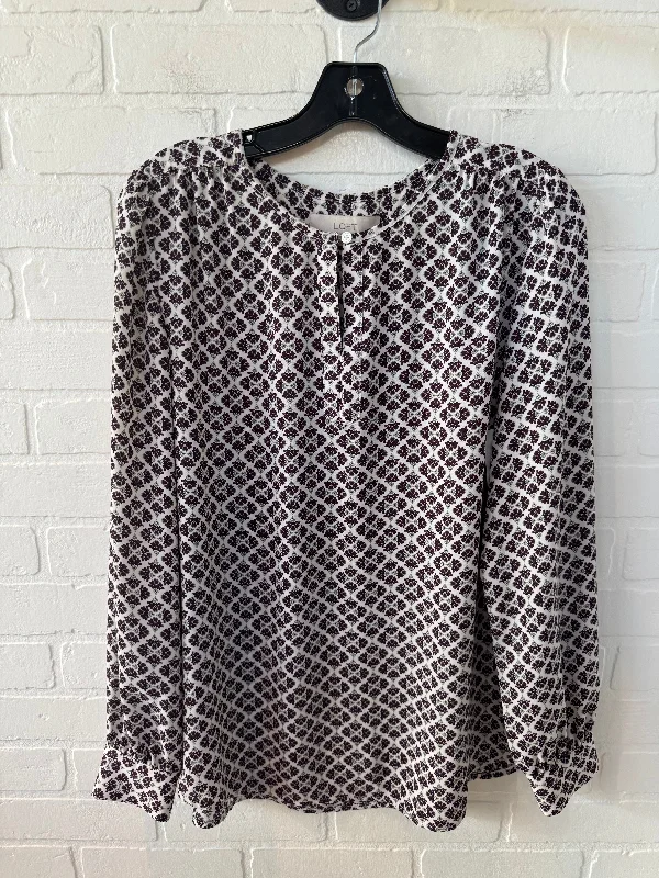 Top Long Sleeve By Loft In Purple & White, Size: M