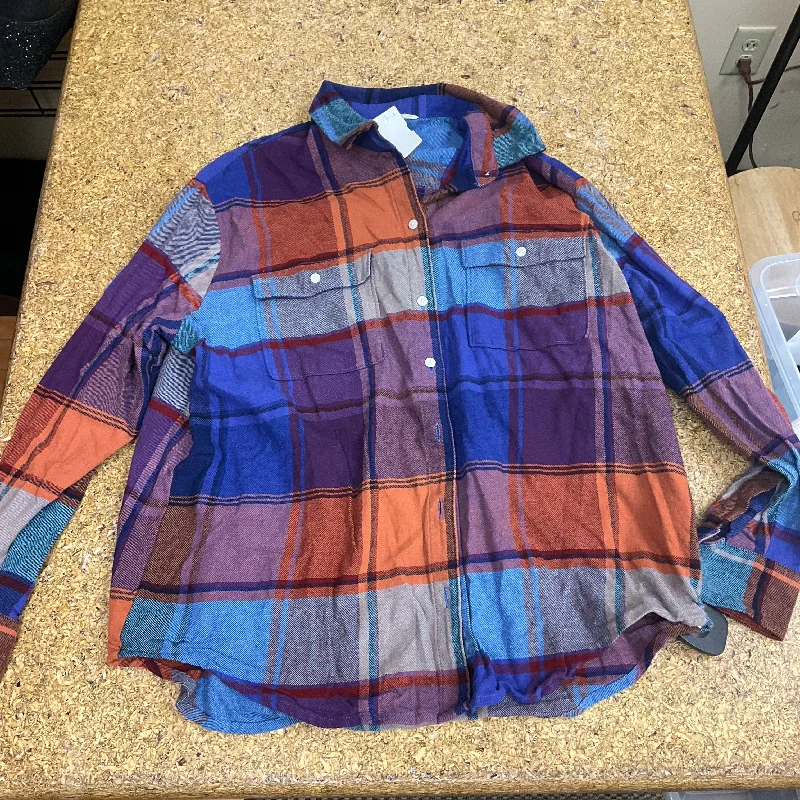 Top Long Sleeve By Old Navy In Plaid Pattern, Size: M