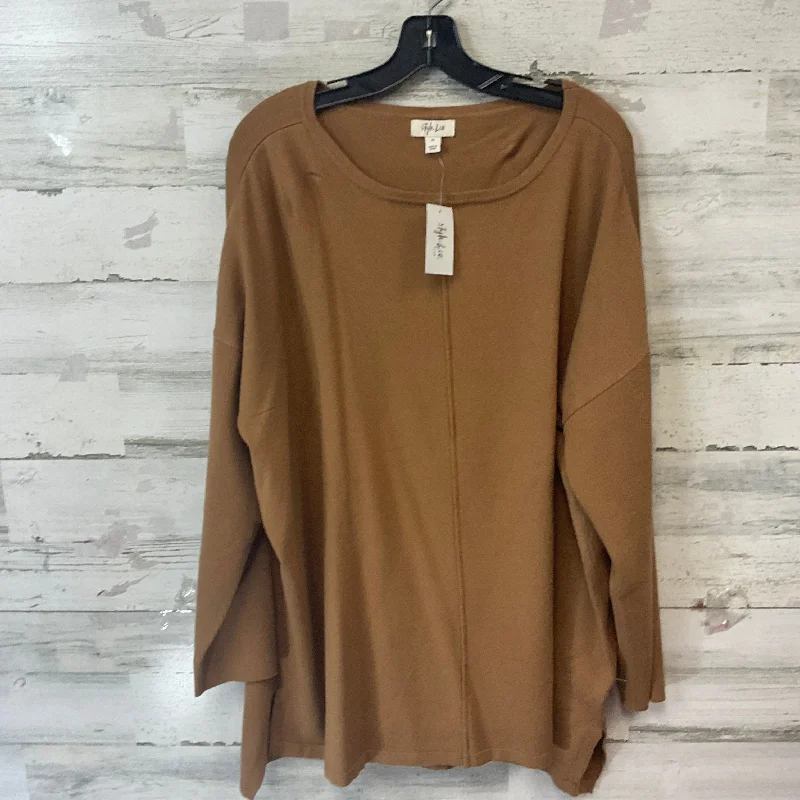 Top Long Sleeve By Style And Company In Brown, Size: 3x