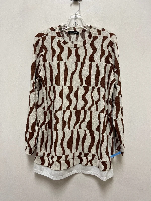 Tunic Long Sleeve By Clothes Mentor In Brown, Size: L