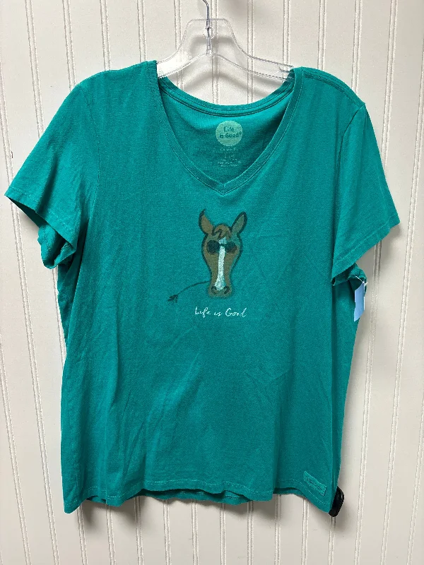 Top Short Sleeve Basic By Life Is Good In Teal, Size: L