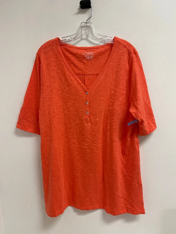 Top Short Sleeve By Chicos In Orange, Size: Xl