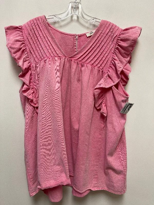 Top Short Sleeve By Entro In Pink, Size: 2x