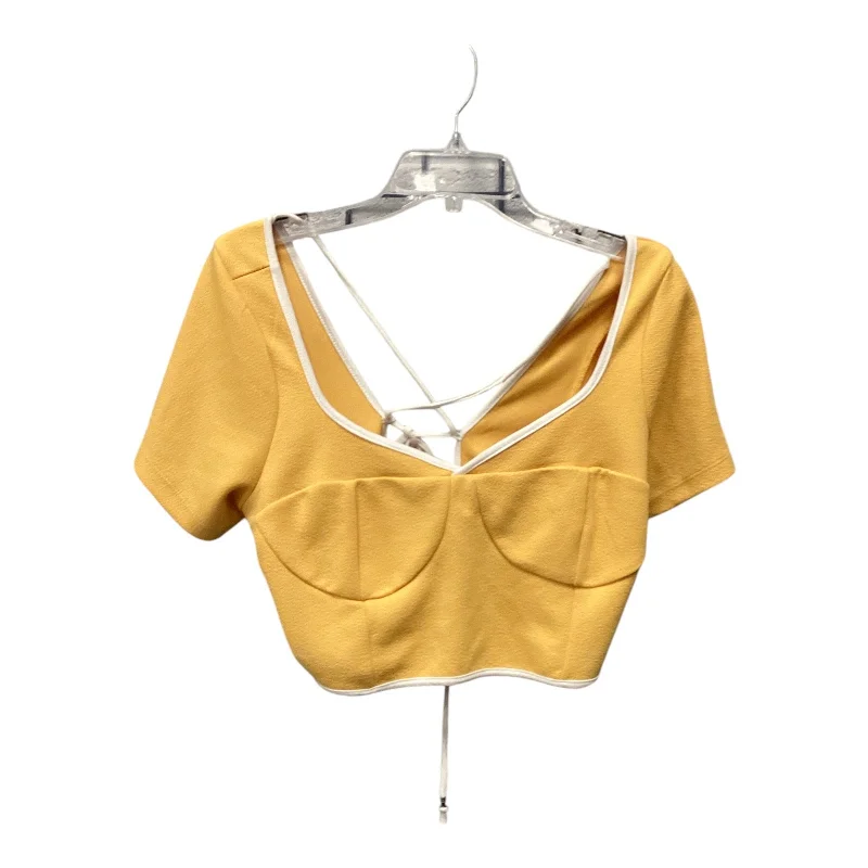 Top Short Sleeve By Maeve In Yellow, Size: L