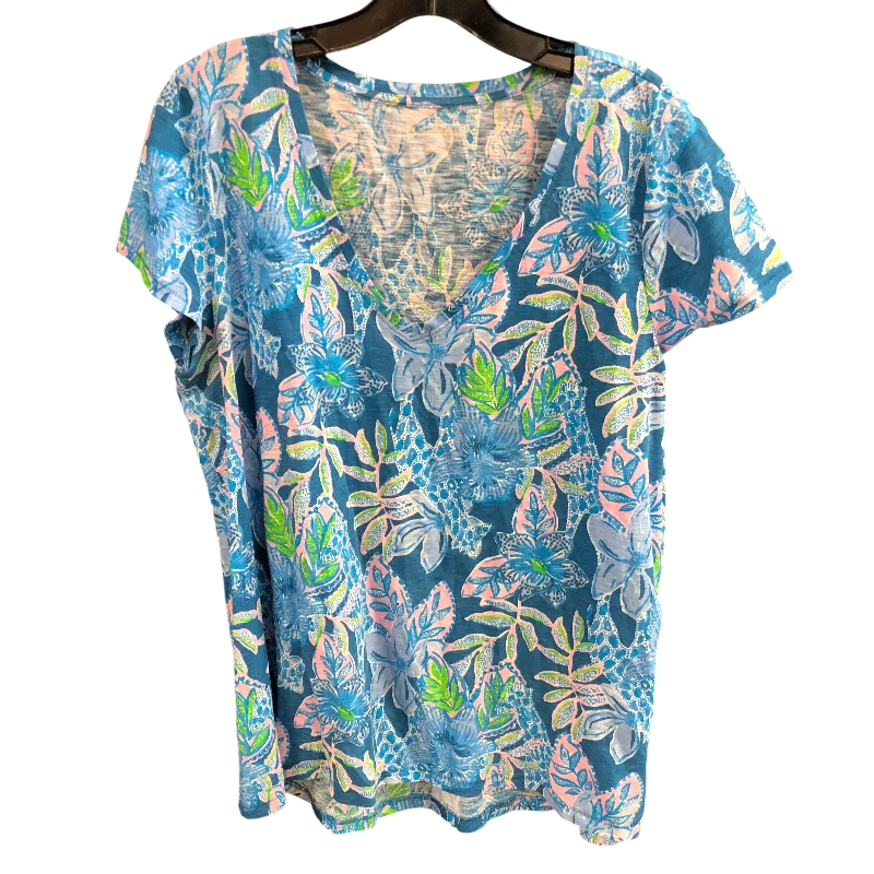 TOP SHORTSLEEVE BLUE DESIGNER BY LILLY PULITZER SIZE: L