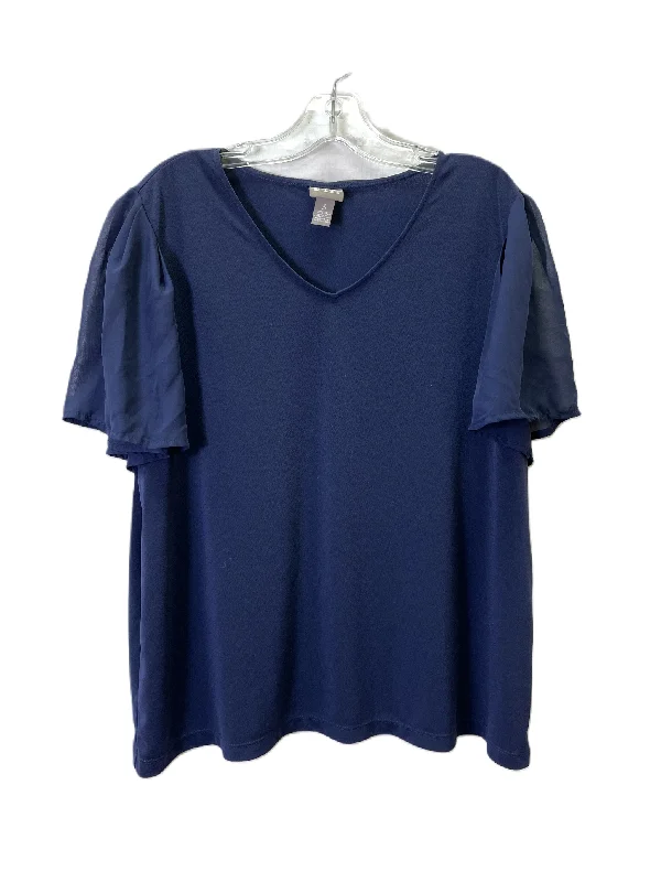 Top Short Sleeve Basic By Chicos In Navy, Size: Xl