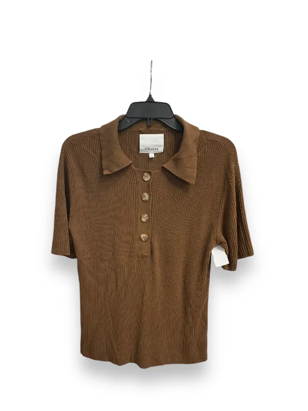 Top Short Sleeve Basic By rita row In Brown, Size: M