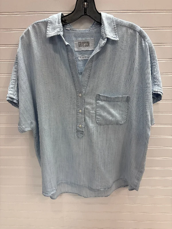 Top Short Sleeve By Grayson In Blue, Size: M