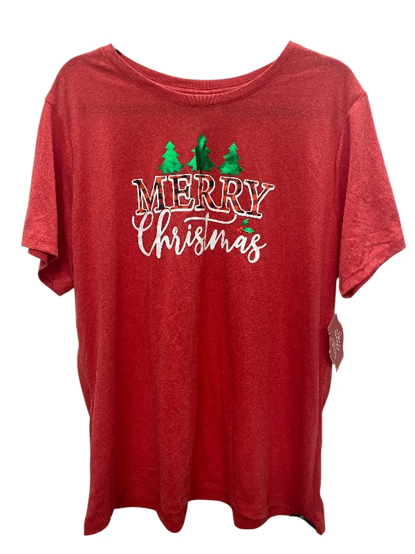 Top Short Sleeve By Holiday Time In Red, Size: 22