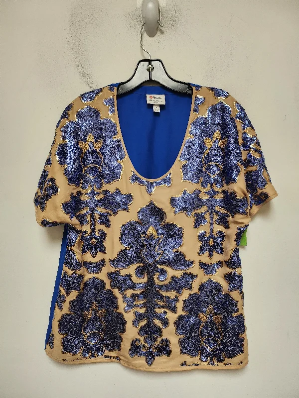 Top Short Sleeve By Tracy Reese In Blue & Gold, Size: M