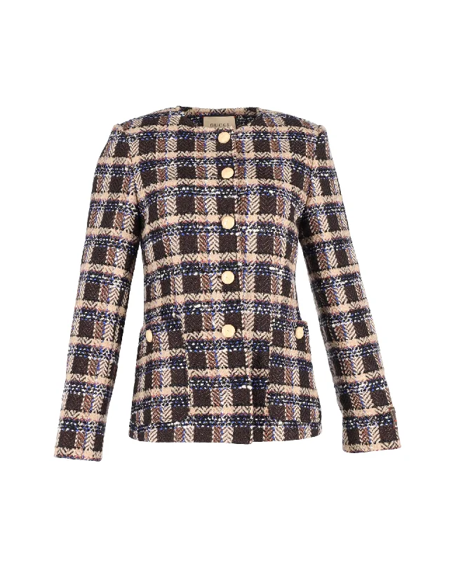 Gucci Tartan Jacket in Multicolor Cotton Tweed