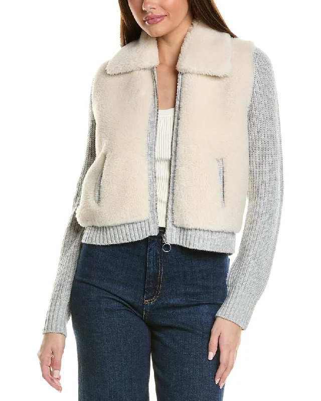 Hannah Rose Sherpa Shaker Full Zip Wool & Cashmere-Blend Jacket