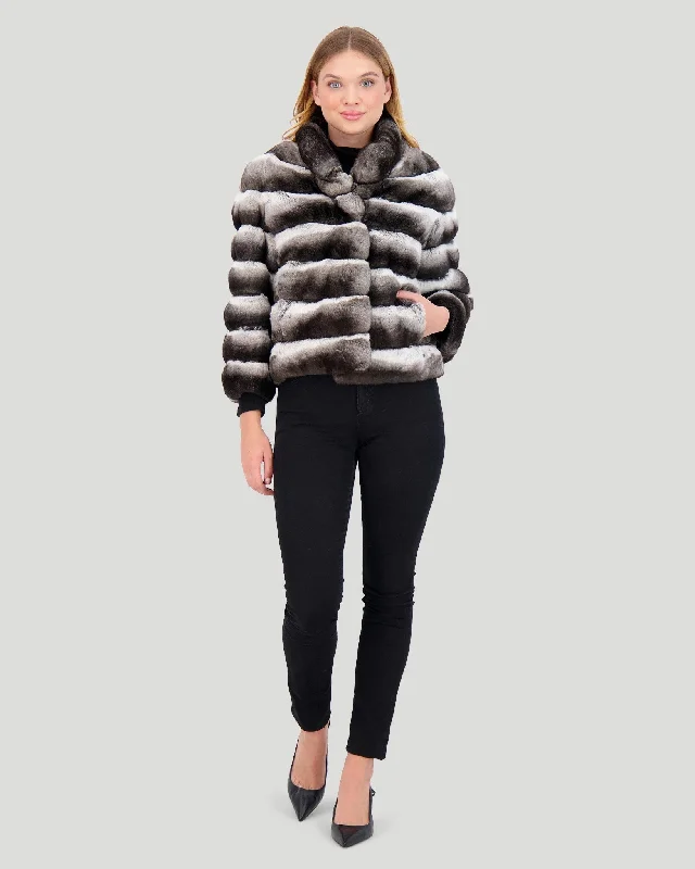 Horizontal Chinchilla Jacket, 3/4 Sleeves