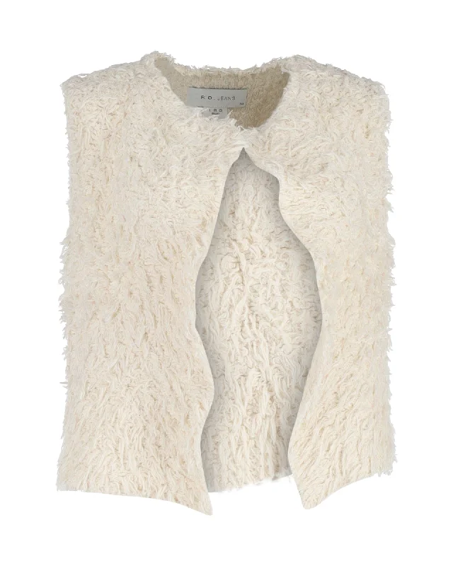 Iro Bellay Fuzzy Vest in Cream Cotton