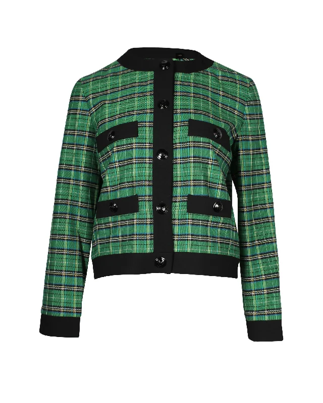 Maje Plaid Jacket in Green Polyester