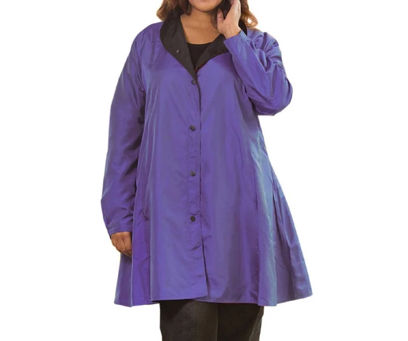 Mel Reversible Raincoat - Plus Size In Eggplant