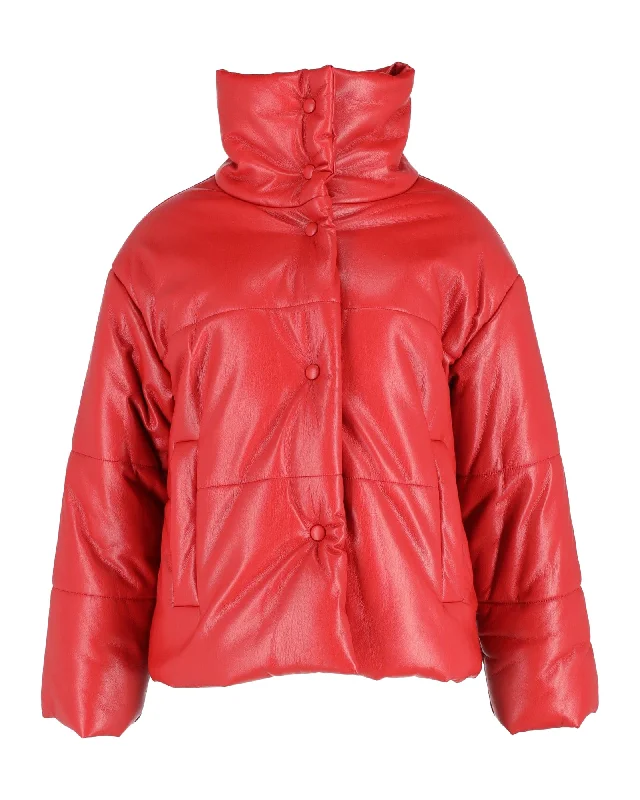 Nanushka Hide Puffer Jacket in Red Okobor Synthetic Leather