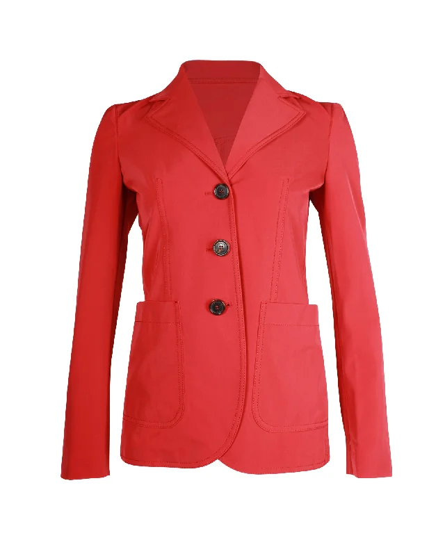 Prada Single Breasted Blazer in Red Polyester