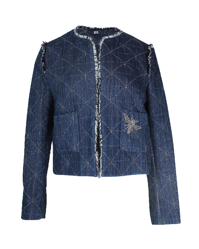 Sandro Paris Quilted Jacket in Blue Cotton