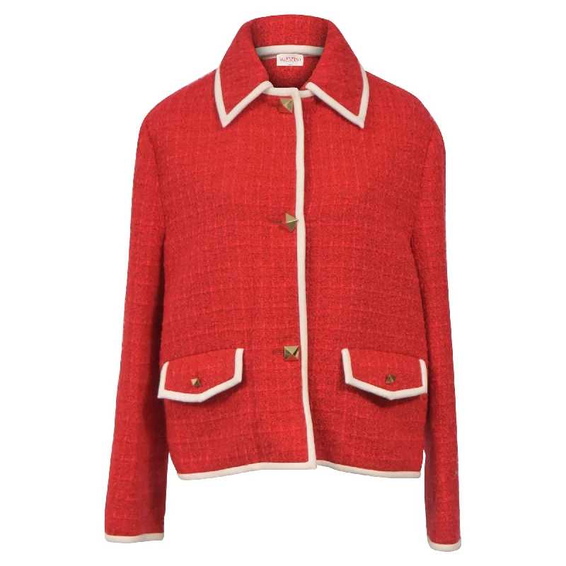 Valentino Timeless Boucle Jacket in Red Cotton