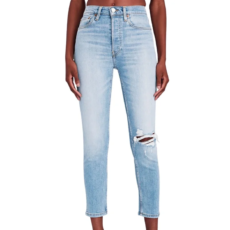 90's High-Rise Ankle Crop Jean In Worn Light Azure