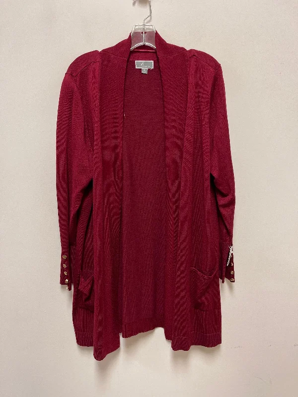 Cardigan By Jm Collections In Red, Size: Xl